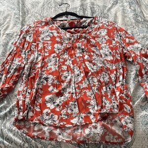 Fun 2 Fun Rust and White Floral Blouse